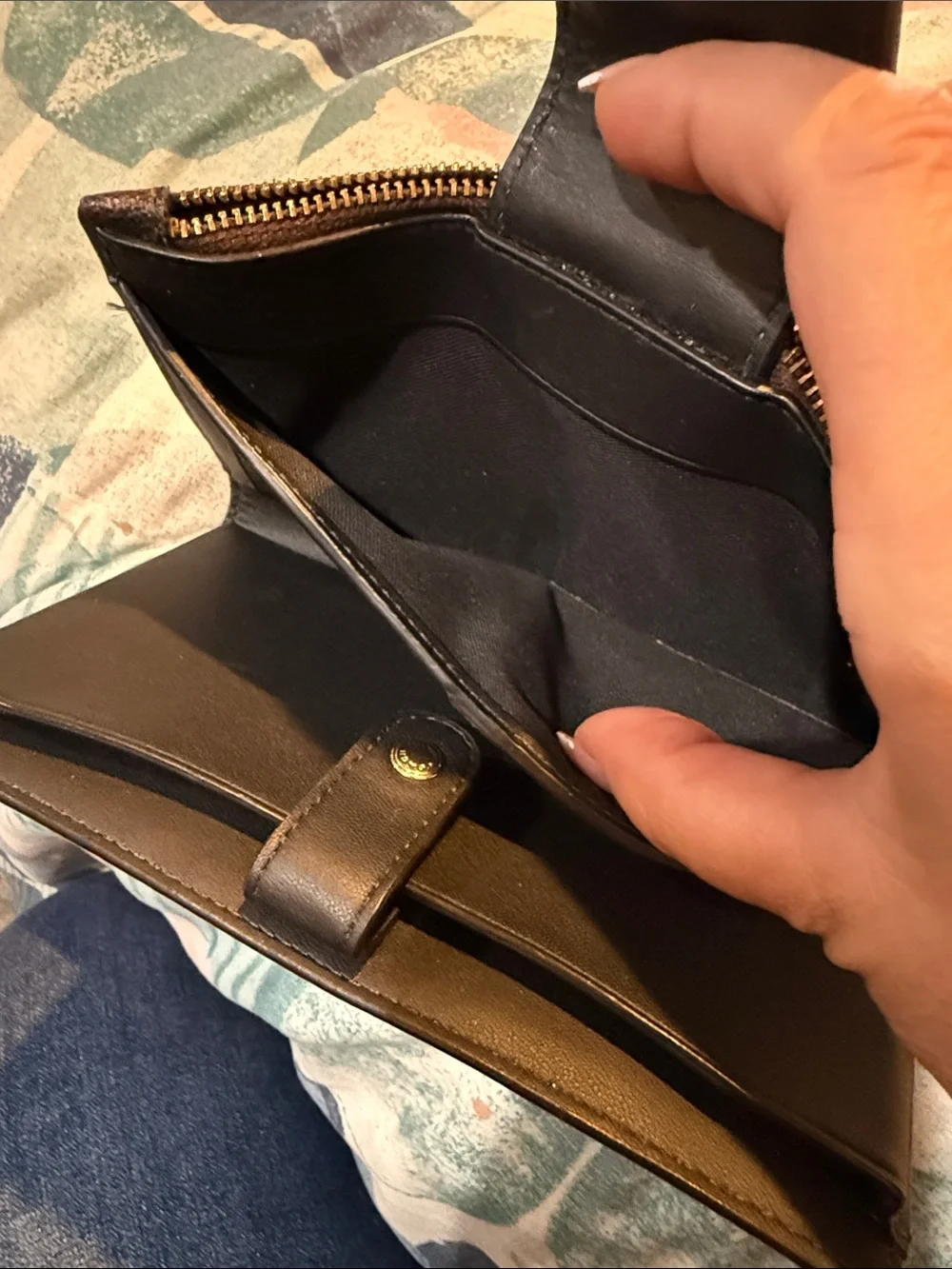 Coach Brown and Black Signature Canvas phone Wallet - Picture 4 of 8